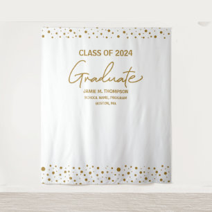 Gold White Class of 2024 backdrop graduation