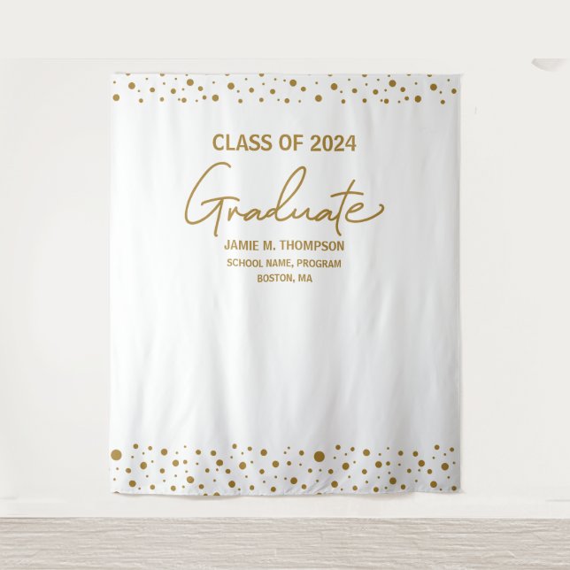 Gold White Class of 2024 backdrop graduation (Front)