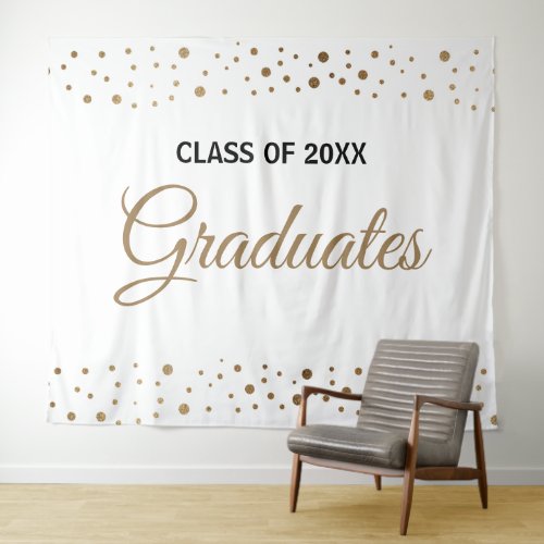 Gold White Class of Graduates backdrop