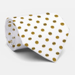 Gold &amp; White Classic Polka Dots Pattern Tie at Zazzle