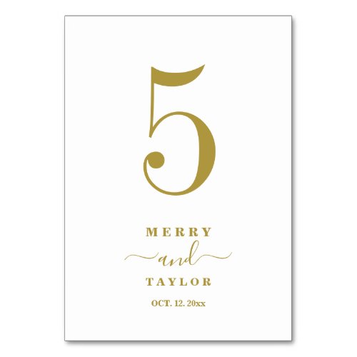 Gold  White Classic simple Copper Wedding Table Table Number