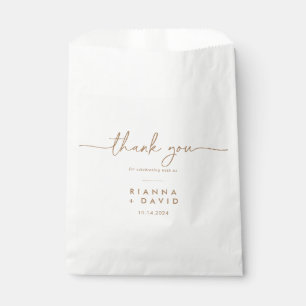 Gold White Classic Thank You Wedding Favor Bag