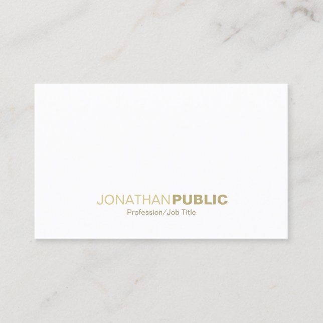 Gold White Clean Plain Modern Elegant Design Business Card (Front)