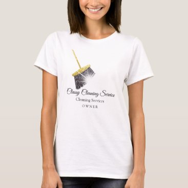 Gold White Cleaning Service Maid House Keeping T-Shirt