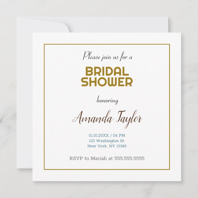 Gold White Color Minimalist Bridal Shower (Front)