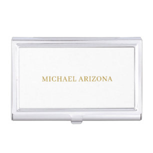 Gold & White Color Minimalist Simple Plain Modern Business Card Case