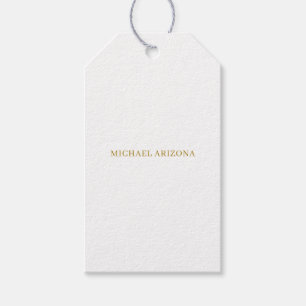 Gold & White Color Minimalist Simple Plain Modern Gift Tags