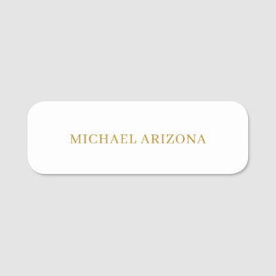 Gold & White Color Minimalist Simple Plain Modern Name Tag
