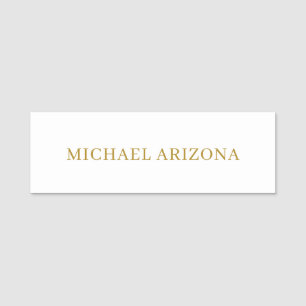 Gold & White Color Minimalist Simple Plain Modern Name Tag