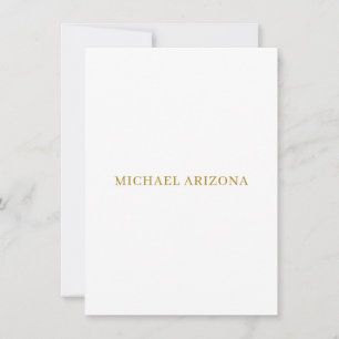 Gold & White Color Minimalist Simple Plain Modern Note Card