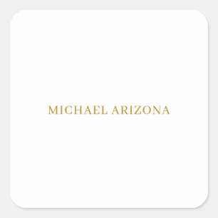 Gold & White Color Minimalist Simple Plain Modern Square Sticker