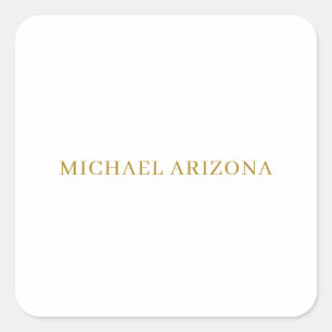 Gold & White Color Minimalist Simple Plain Modern Square Sticker