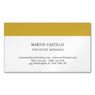 Gold White Color Modern Professional Serif Font Business Card Magnet
