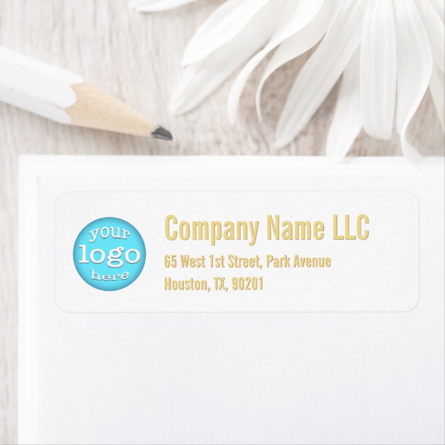 Gold White Company Business Logo Return Address Label (Insitu)