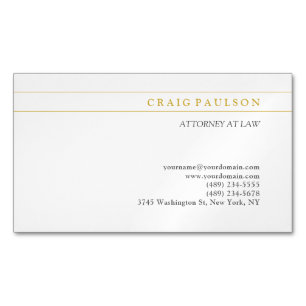 Gold & White Consultant Attorney at Law Profession Business Card Magnet