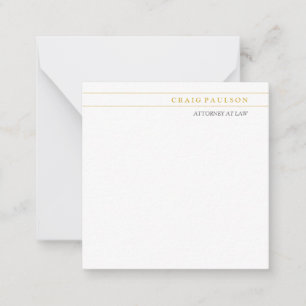 Gold & White Consultant Attorney at Law Profession Note Card