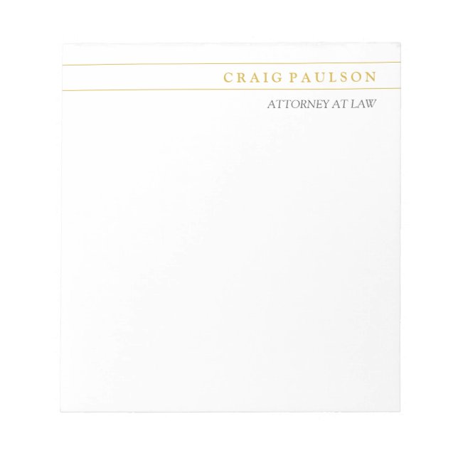Gold & White Consultant Attorney at Law Profession Notepad (Front)