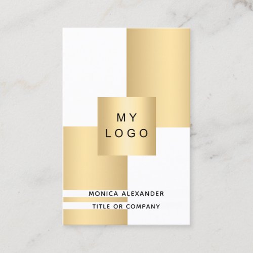 Gold white corporate logo QR code professional Business Card