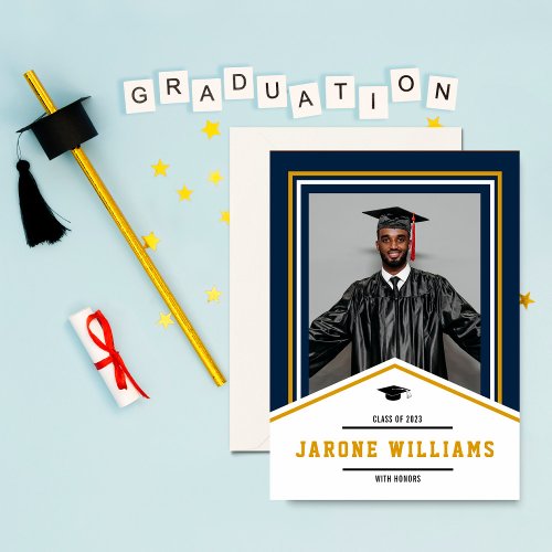 GOLD WHITE CUSTOM COLOR Graduation Announcement