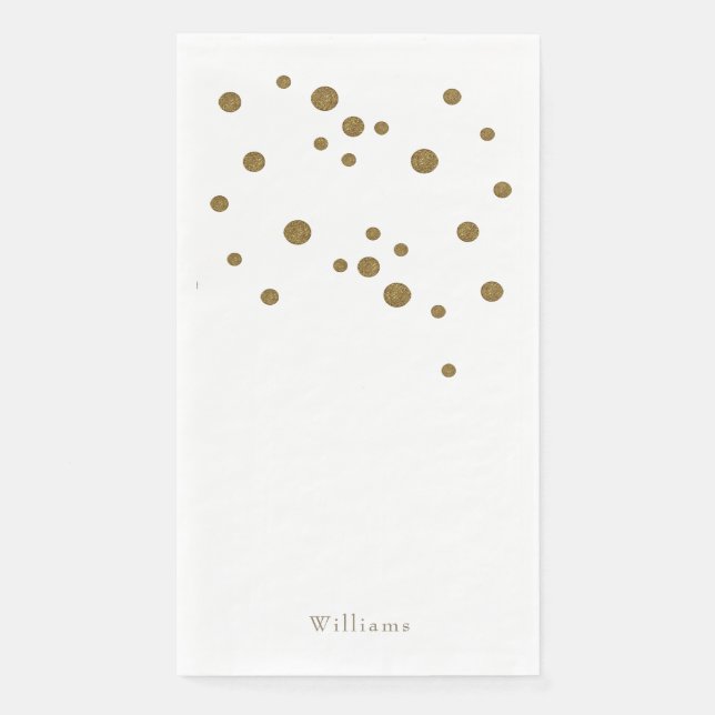Gold & White Custom Holiday  Paper Guest Towels (Front)