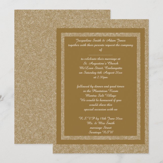 Gold White Custom Pattern Elegant wedding Invitation (Front/Back)