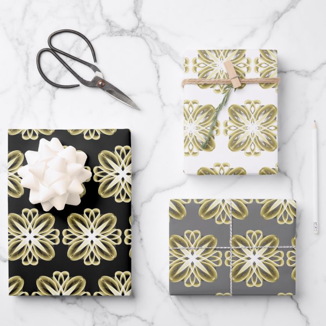 Gold White Design Customizable Background  Wrapping Paper Sheets (Front)
