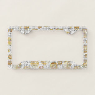 Gold White Dots Circles Sparkle License Plate Frame