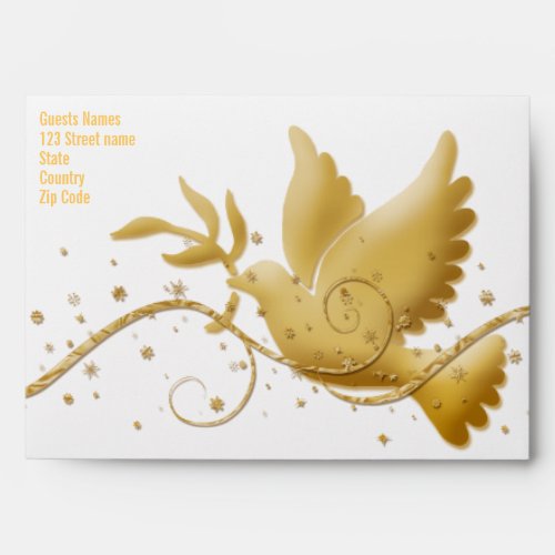 Gold white dove of peace envelope