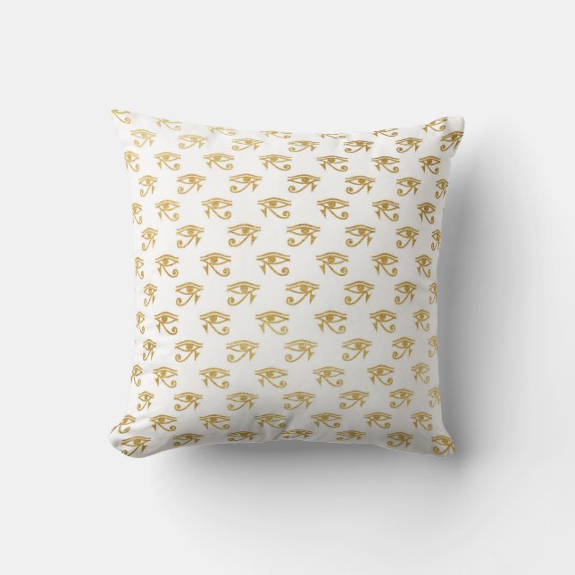 Gold & White Egyptian Egypt Eye Glam Modern Chic Throw Pillow (Front)