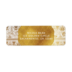 Gold White Egyptian Egypt Eye Glam Modern Wedding Label