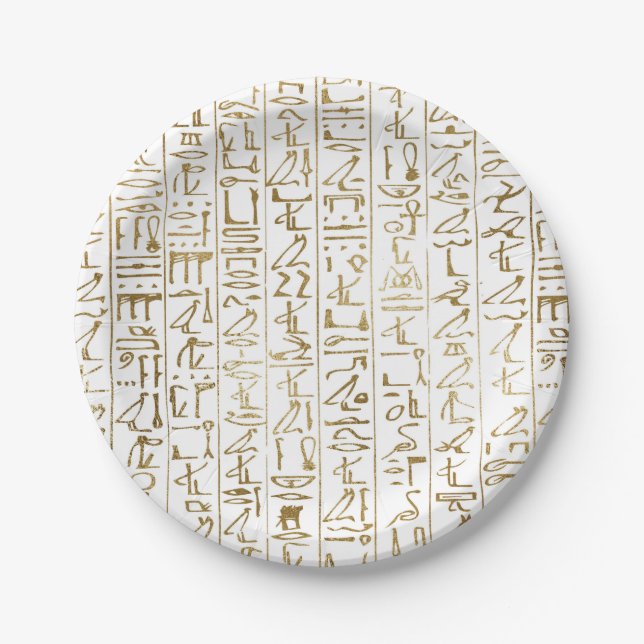 Gold & White Egyptian Egypt Glam Modern Chic Party Paper Plates (Front)
