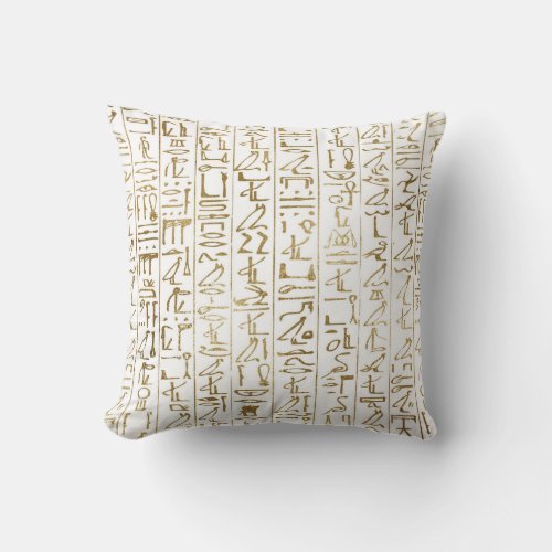 Gold  White Egyptian Egypt Glam Modern Chic Throw Pillow