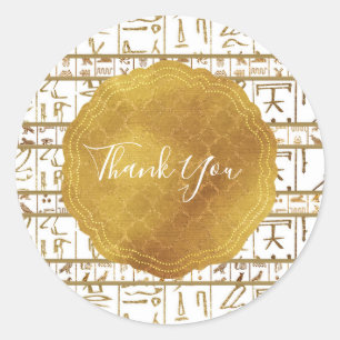 Gold White Egyptian Egypt Glam Wedding Favor Classic Round Sticker