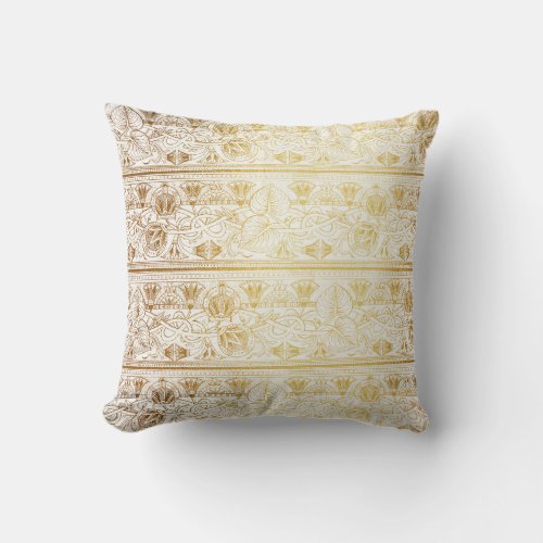 Gold  White Egyptian Egypt Print Glam Modern Chic Throw Pillow