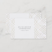 Gold White Elegance Diamond Geo Deco Business Card (Front/Back)