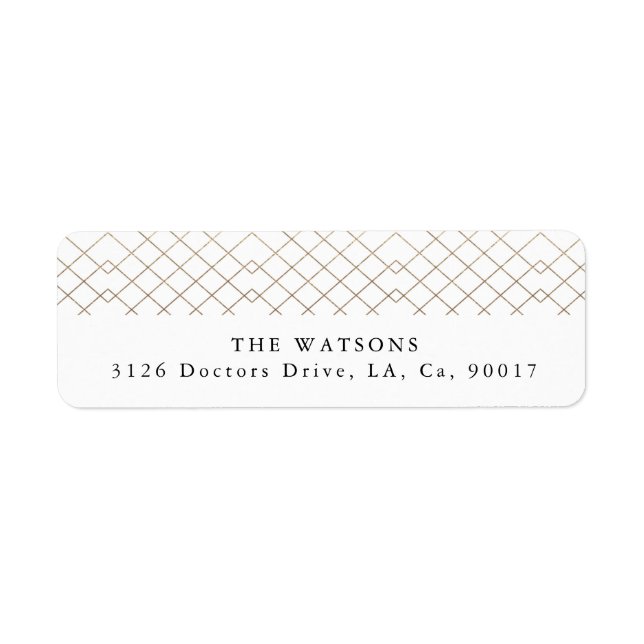 Gold White Elegance Diamond Geo Deco Wedding Label (Front)