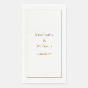 Gold White Elegant Classic Name Wedding Minimal Paper Guest Towels