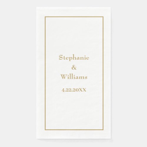Gold White Elegant Classic Name Wedding Minimal Paper Guest Towels