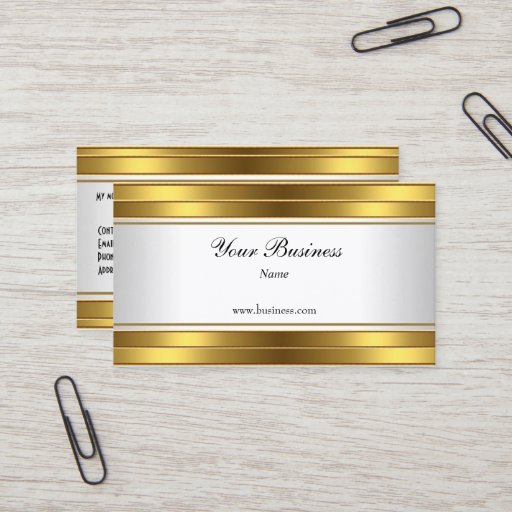 Customizable Gold White Elegant Classy Business Card Template