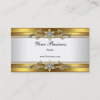 Gold White Elegant Classy Jewel Business Card