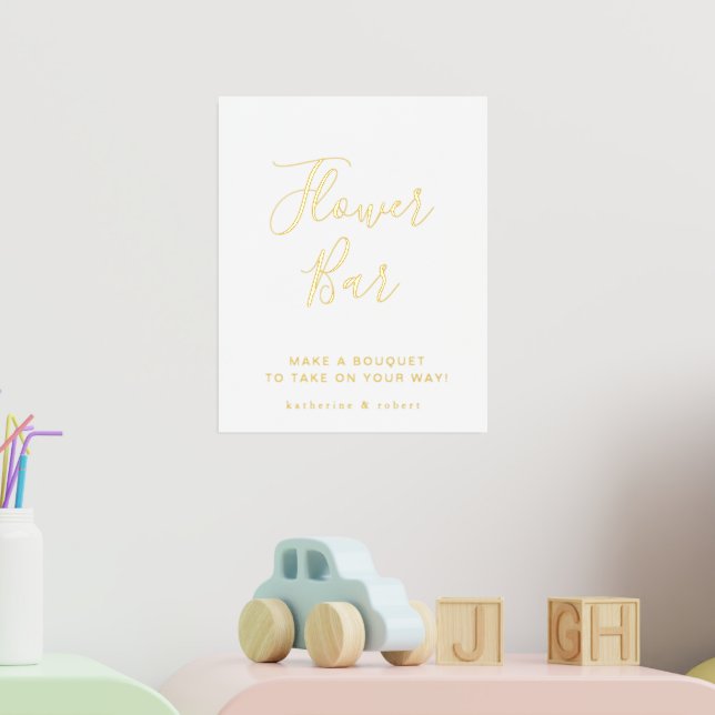 Gold White Elegant Flower Bar Wedding Foil Prints (In Situ (Nursery 2))