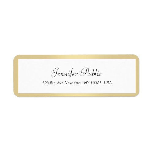 Gold White Elegant Hand Script Name Professional Label