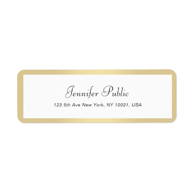 Gold White Elegant Hand Script Name Professional Label (Front)