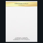 Gold White Elegant Minimalist Design Professional Letterhead<br><div class="desc">Gold White Elegant Minimalist Design Professional Template Letterhead.</div>