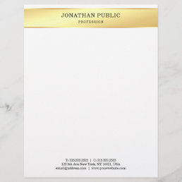 Gold White Elegant Minimalist Design Professional Letterhead