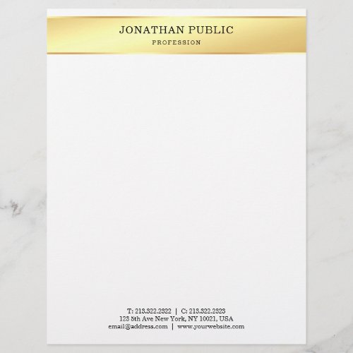 Gold White Elegant Minimalist Design Professional Letterhead