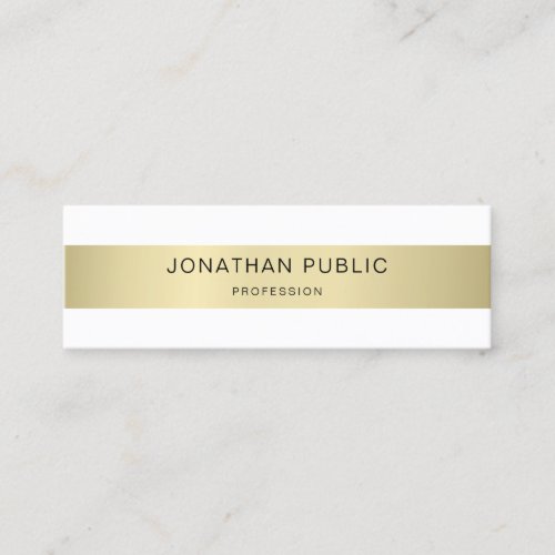 Gold White Elegant Modern Simple Template Chic Mini Business Card