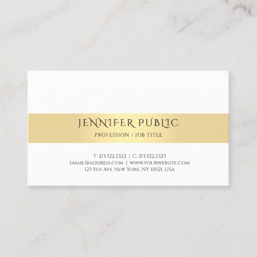 Gold White Elegant Modern Simple Template Trendy Business Card
