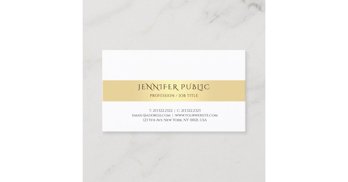 Gold White Elegant Modern Simple Template Trendy Business Card | Zazzle