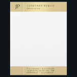 Gold White Elegant Monogrammed Modern Template Letterhead<br><div class="desc">Gold White Elegant Monogrammed Modern Template Letterhead.</div>